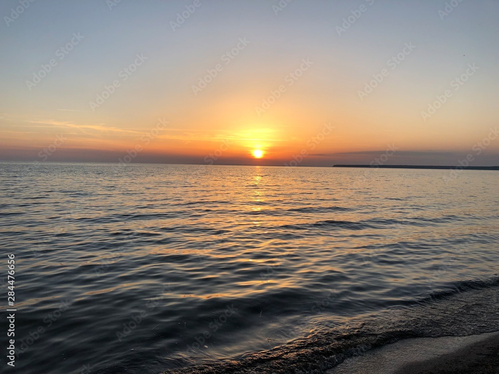 Beautiful sunset on the calm sea