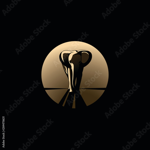 elephant logo on black background