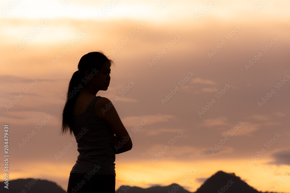 lonely woman silhouette