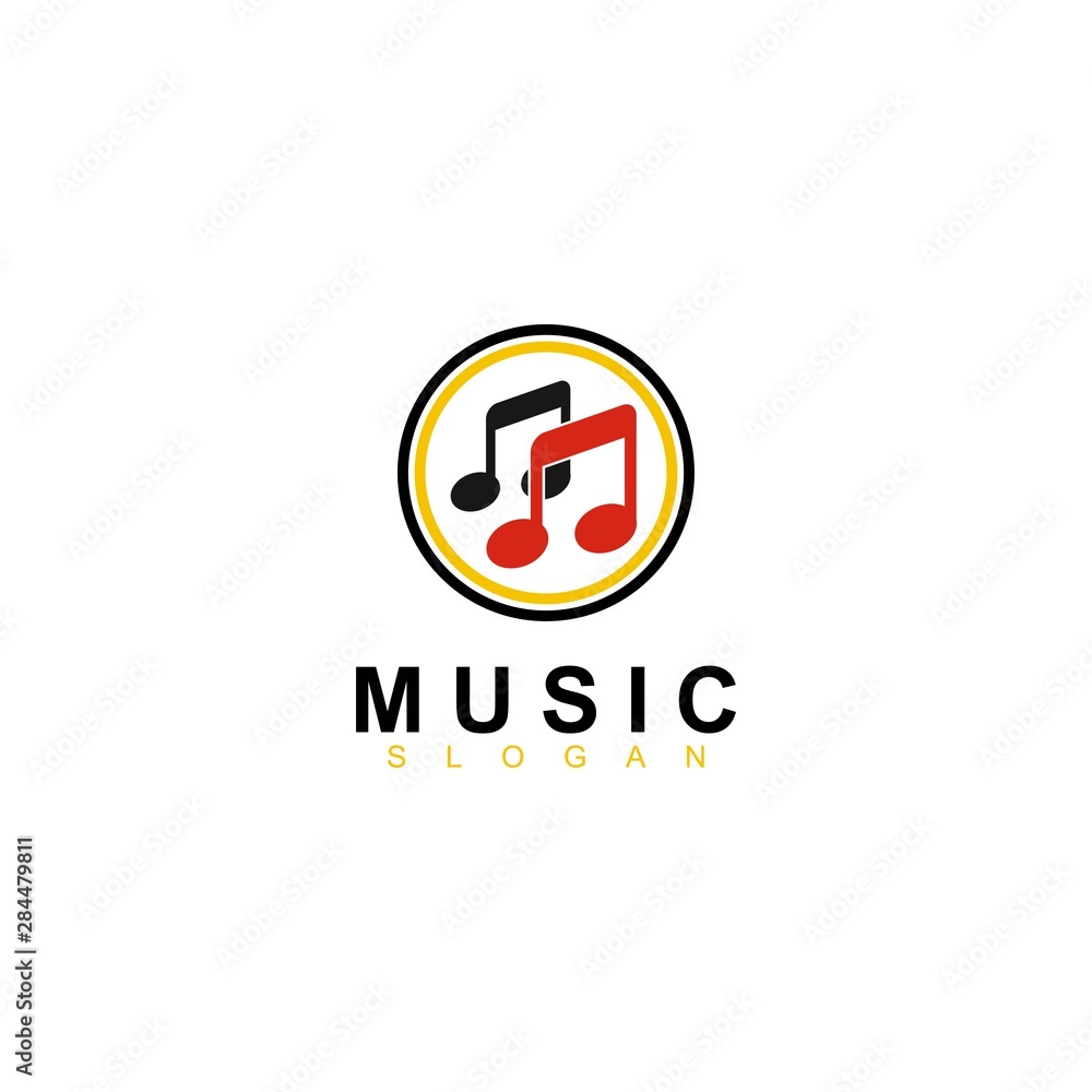 Fototapeta premium Music Video, Media Player app button icon logo design