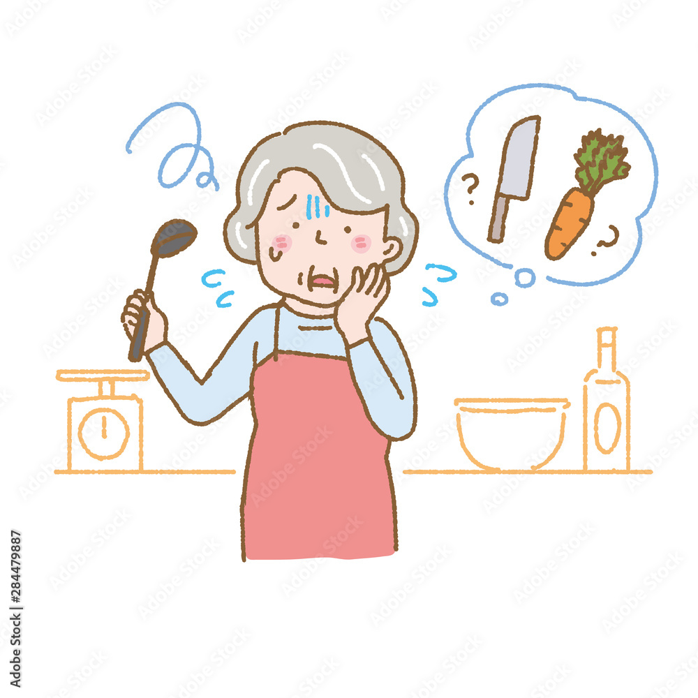 料理をするシニア 女性 イラスト Stock ベクター Adobe Stock