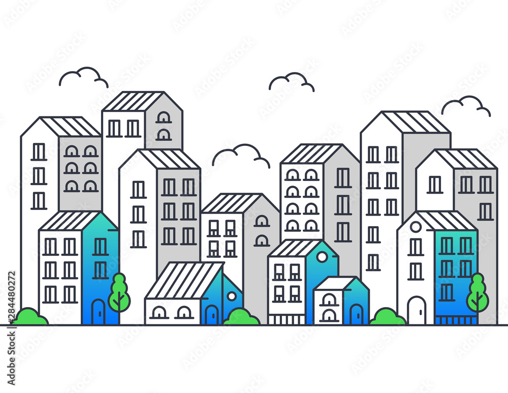 Modern style vector illustration of city line Modern style vector illustration of city line