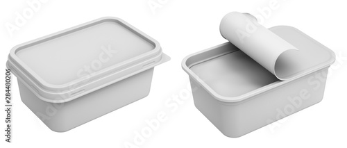 Cuadro en lienzo Clay render of margarine box isolated on white background - 3D illustration