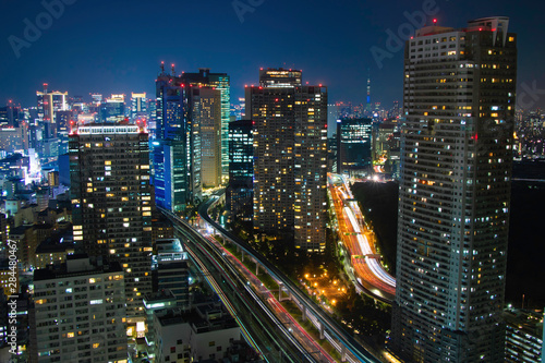 Tokyo skyline from Hamamatsu-cho at night