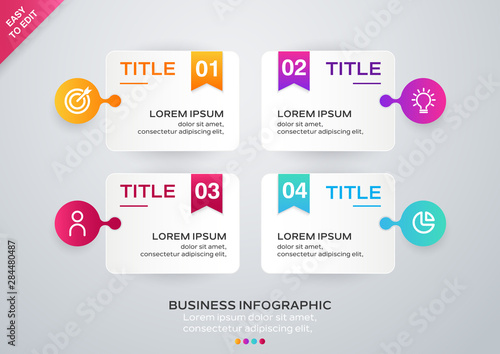Business Infographic template with 5 options steps