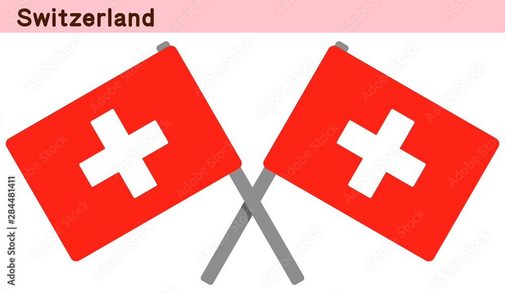 Obraz premium 交差したスイスの国旗