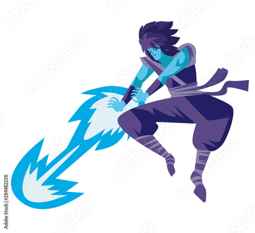 anime warrior shooting magical energy