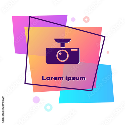 Purple Car DVR icon isolated on white background. Car digital video recorder icon. Color rectangle button. Vector Illustration