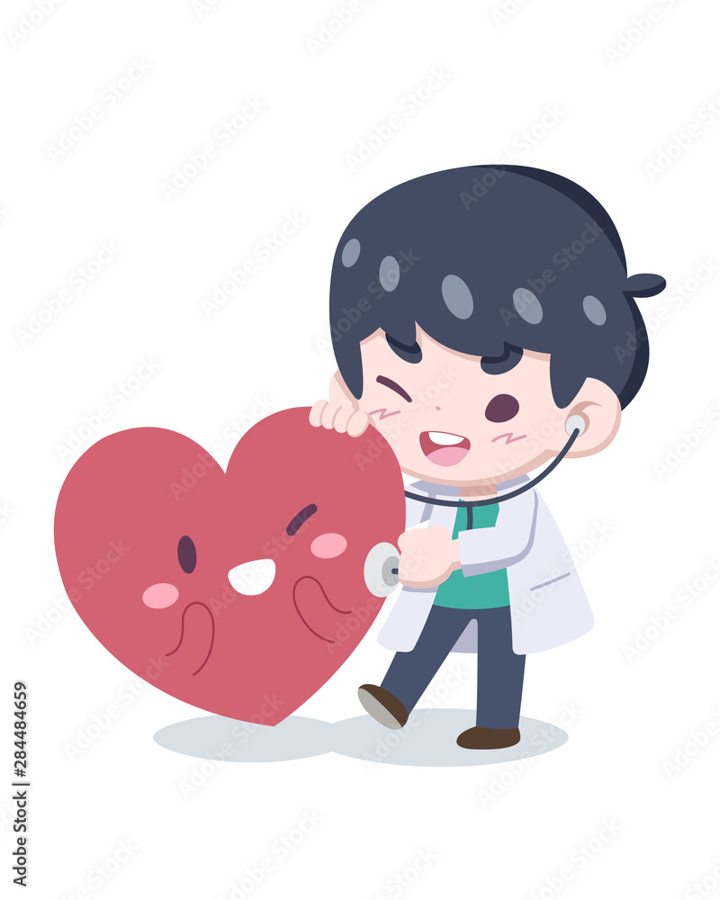 World Heart Day, Cute little doctor checkup a heart vector illustration World Heart Day, Cute little doctor checkup a heart vector illustration