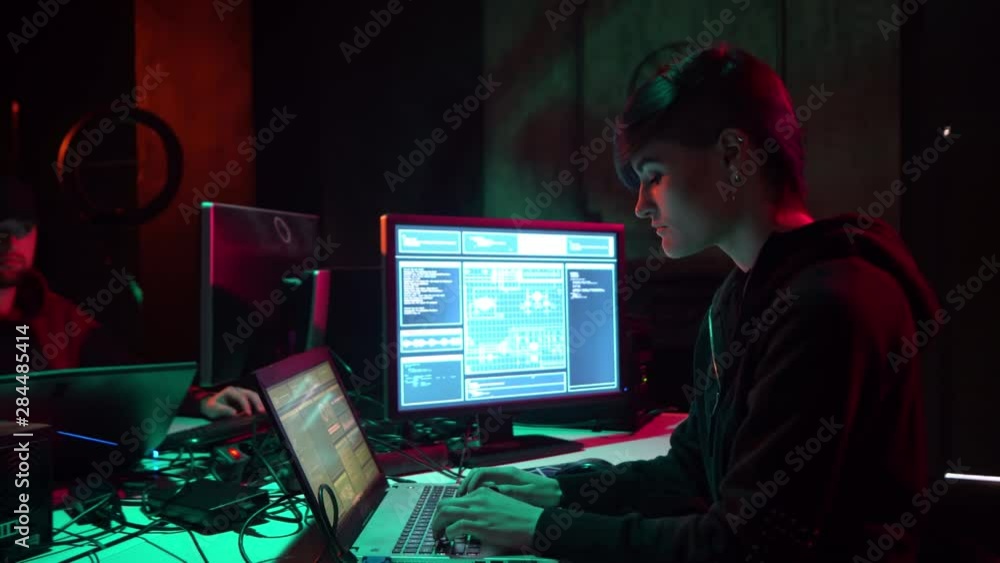 Internet fraud, darknet, data thief, cybercrime concept. Hacker attack on government server. Criminals coding virus programs. Internet fraud, darknet, data thief, cybercrime concept. Hacker attack on government server. Criminals coding virus programs.
