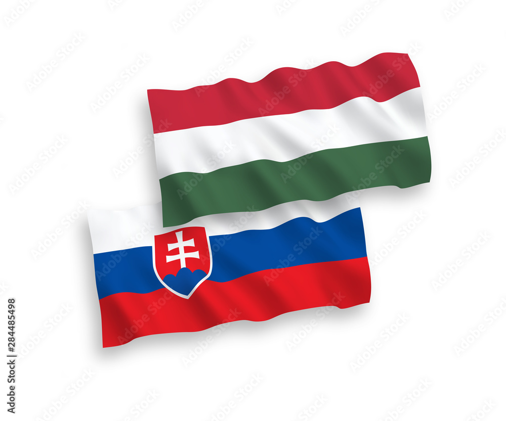 Flags of Slovakia and Hungary on a white background Flags of Slovakia and Hungary on a white background