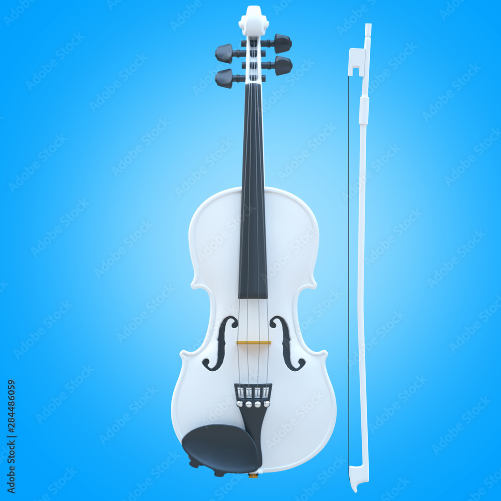 Naklejka premium White Violin color gradient background 3d illustration 3d rendering