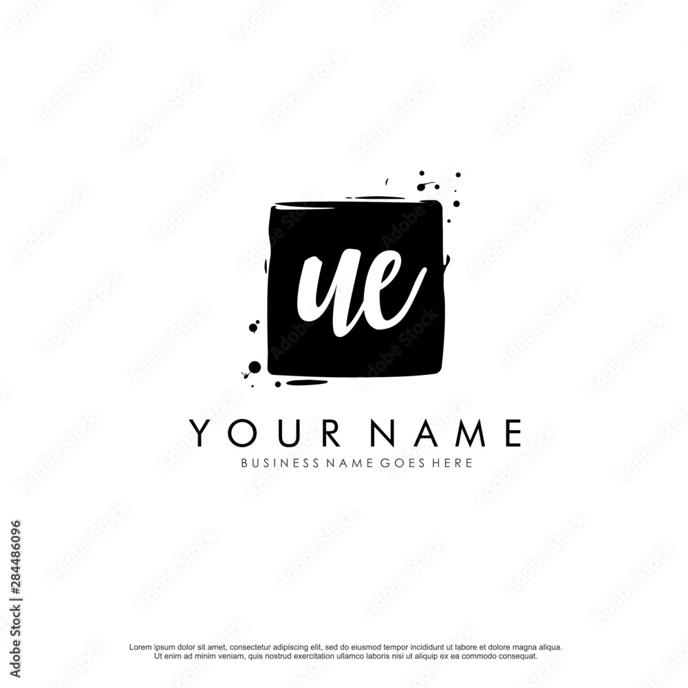 U E UE initial square logo template vector