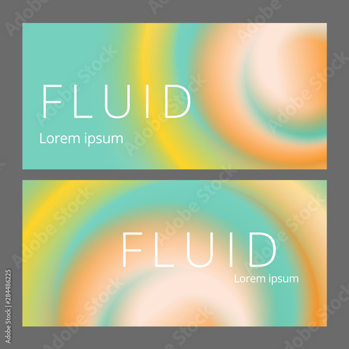 Modern abstract horisontal banners set. Cool gradient shapes composition. Futuristic design.