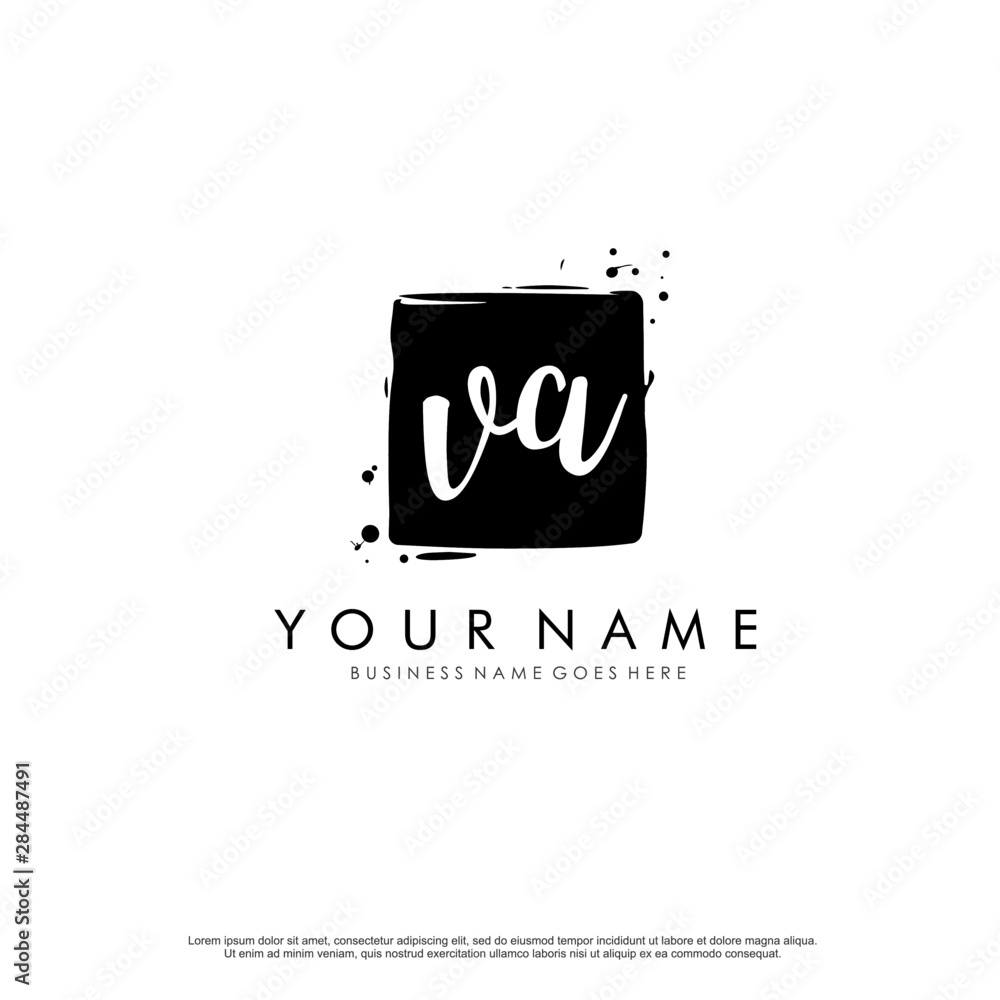 V A VA initial square logo template vector