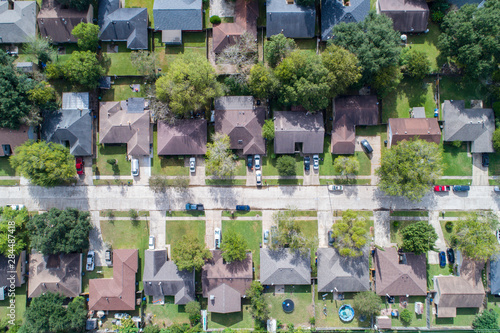 Aerial view of  residential home in North West area of Houston, Texas