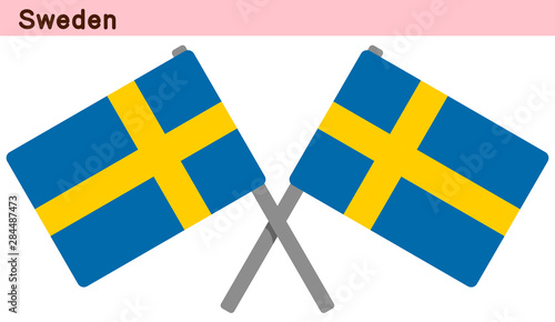 交差したスウェーデンの国旗