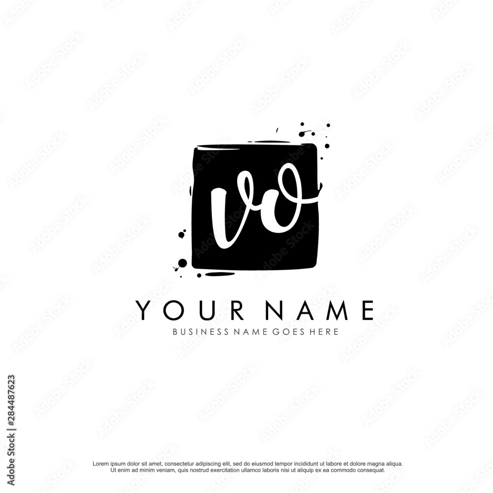 V O VO initial square logo template vector