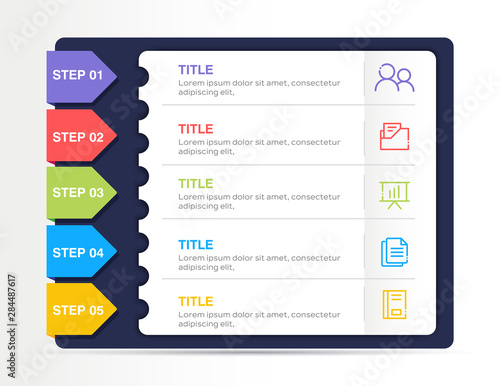 Business Infographic template with 5 options steps
