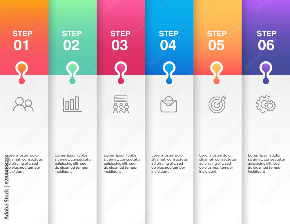 Vector illustration infographics 6 options. Template for business or presentation Vector illustration infographics 6 options. Template for business or presentation