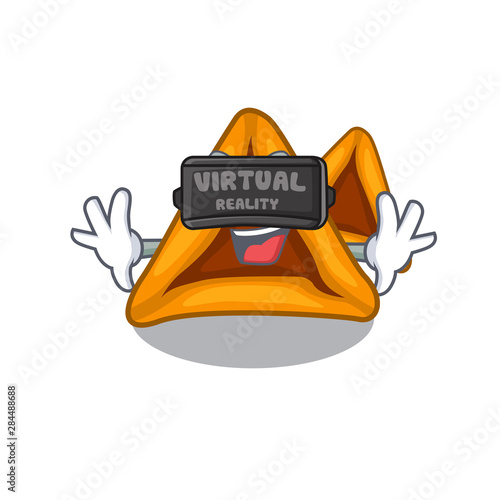 Virtual reality hamantaschen cookies isolated with the mascot