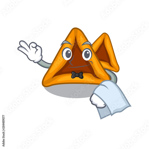 Waiter hamantaschen cookies isolated with the mascot