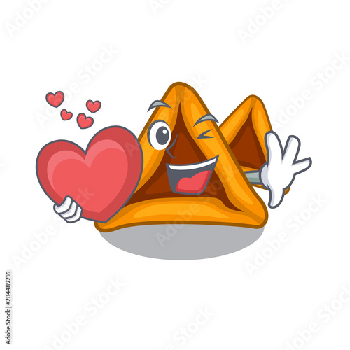 With heart hamantaschen cookies isolated with the mascot