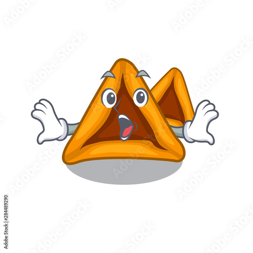 Surprised hamantaschen cookies isolated with the mascot