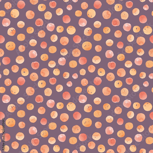 Peach watercolor circles endless pattern.