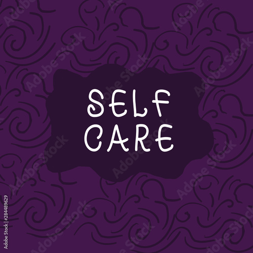 Conceptual hand writing showing Self Care. Concept meaning the practice of taking action to improve one s is own health Floral Outline Freehand Baroque Style Seamless Pattern Idea