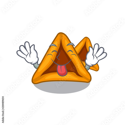 Tongue out hamantaschen cakes served in character plates