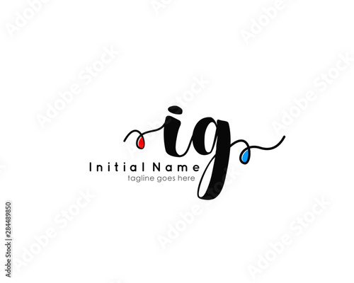 I G IG Initial brush color logo template vetor