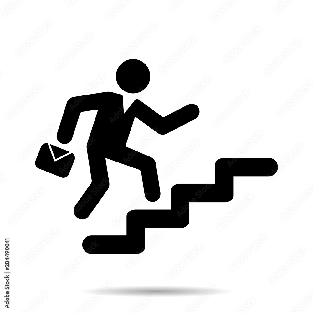 Businessman walk up stairway to the success, challenge, path to the goal. Business concept growth ,creative ideas, reach the target.