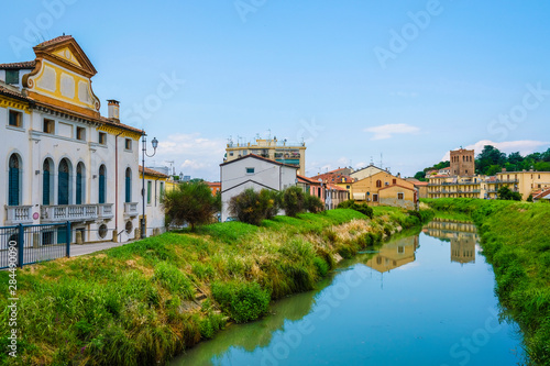 Monseliche, Italy - July, 14, 2019: Landscape with the image of channel in  Monseliche, Italy