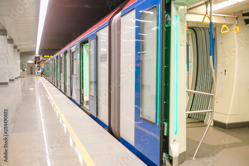 Photography Moscow, Russia - August, 8, 2019: interior of Moscow subway station Olihovaya