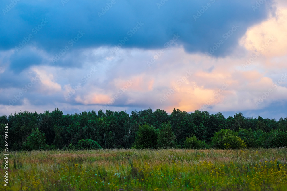 Landscape with the image of country side at sunset Landscape with the image of country side at sunset
