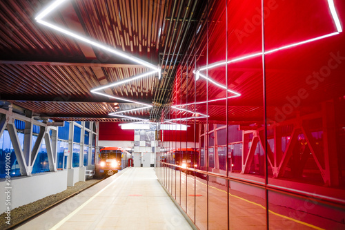 Canvas Print Moscow, Russia - August, 8, 2019: interior of Moscow subway station Prokshino