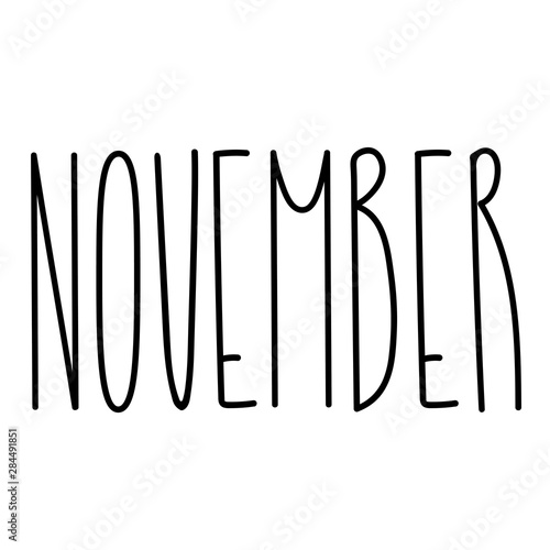 Seasonal calendar typography template text lettering month