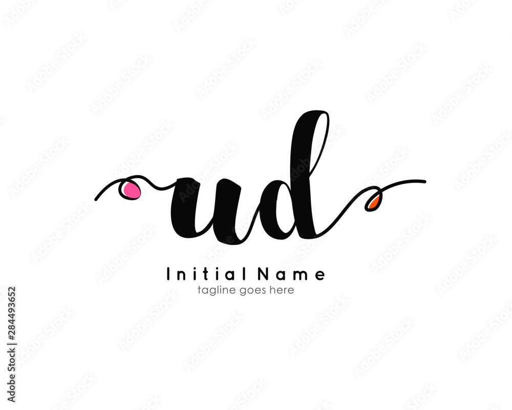Obraz premium U D UD Initial brush color logo template vetor