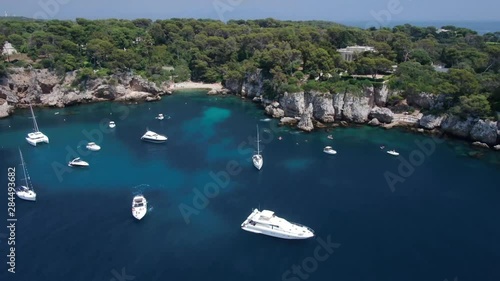Aerial video of Antibes. Monte-Carlo. Monaco. French Riviera. Nice. Yacht. Ship