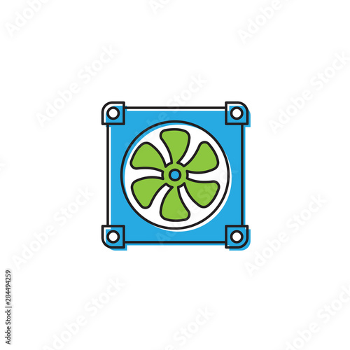 Computer cooler vector icon symbol isolated on white background