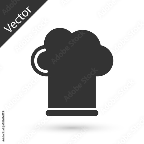 Grey Chef hat icon isolated on white background. Cooking symbol. Cooks hat. Vector Illustration