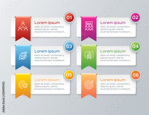 Vector illustration infographics 6 options. Template for business or presentation