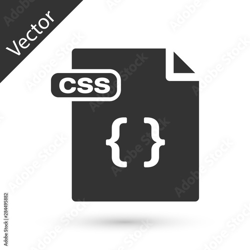 Grey CSS file document. Download css button icon isolated on white background. CSS file symbol. Vector Illustration