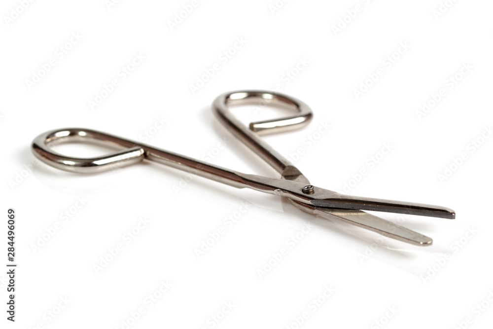 First aid scissors bent. Isolated with clipping path. First aid scissors bent. Isolated with clipping path.