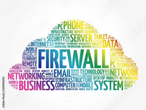 FIREWALL word cloud collage, technology concept background