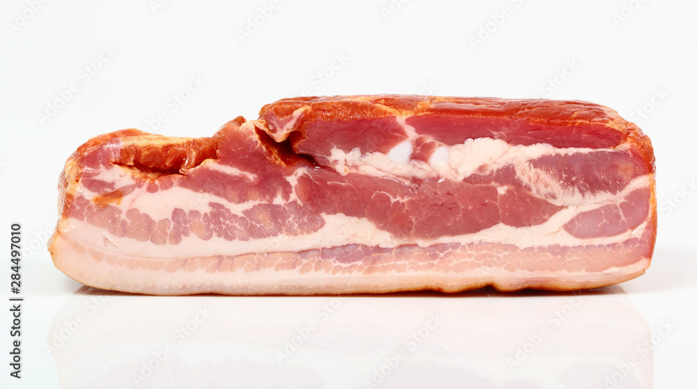 slices of ham isolated on white background slices of ham isolated on white background