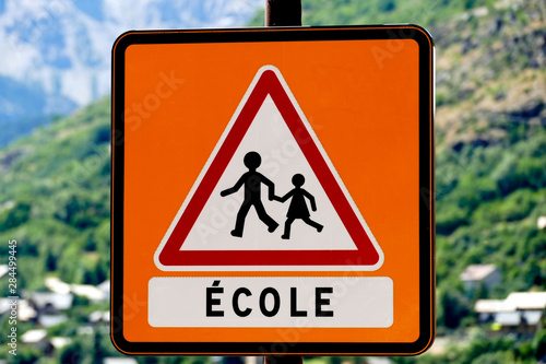 Canvas Print Panneau danger sortie école