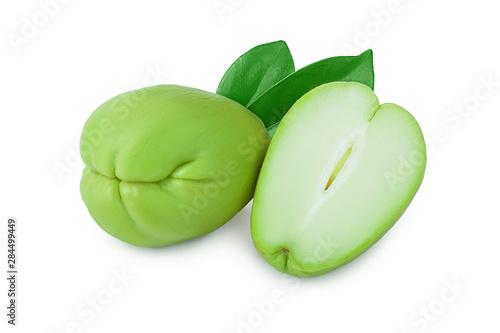 Wallpaper Mural fresh Chayote vegetable or mexican cucumber with leaf isolated on white background Torontodigital.ca