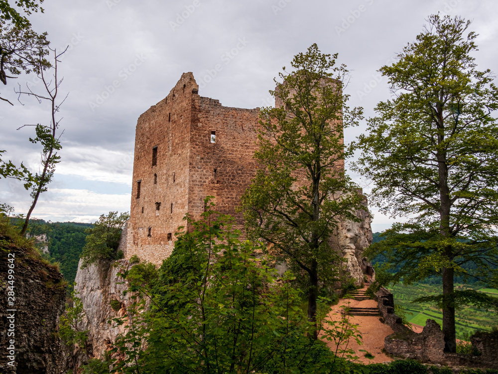 Ruin Reussenstein at Baden Württemberg as a great place for hiking and climbing because of huge rocks